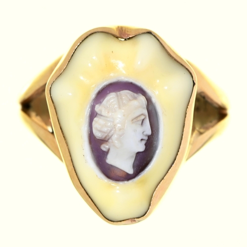 Appraisal: A cameo ring in gold marked ct g size K