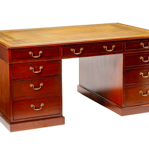 Appraisal: A George III Style Mahogany Partner's Desk Late th Century