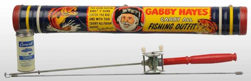 Appraisal: Gabby Hayes Fishing Outfit Description Very large colorful tin container