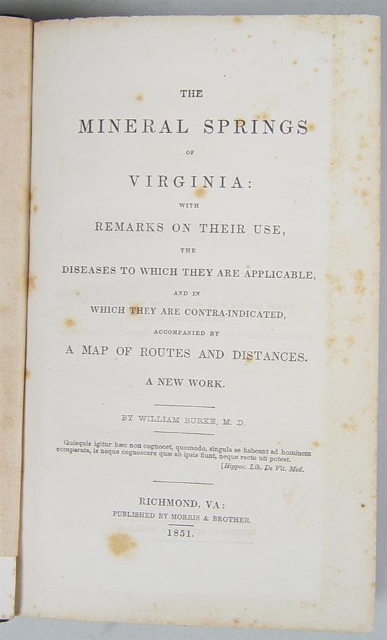 Appraisal: Book The Mineral Springs of Virginia with Remarks on Their