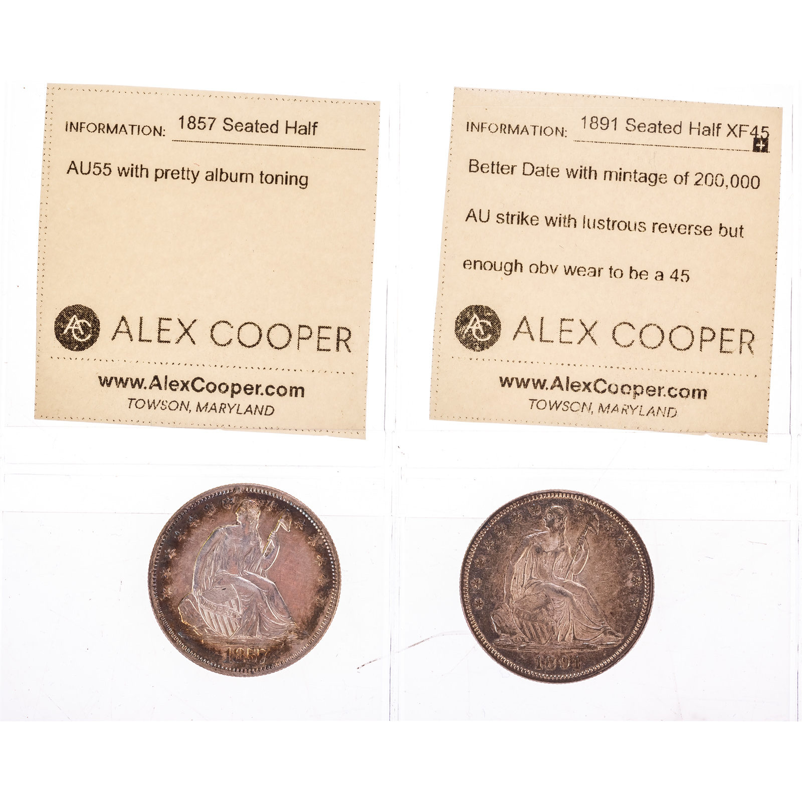 Appraisal: SEATED HALF DOLLARS AU XF - AU with attractive album