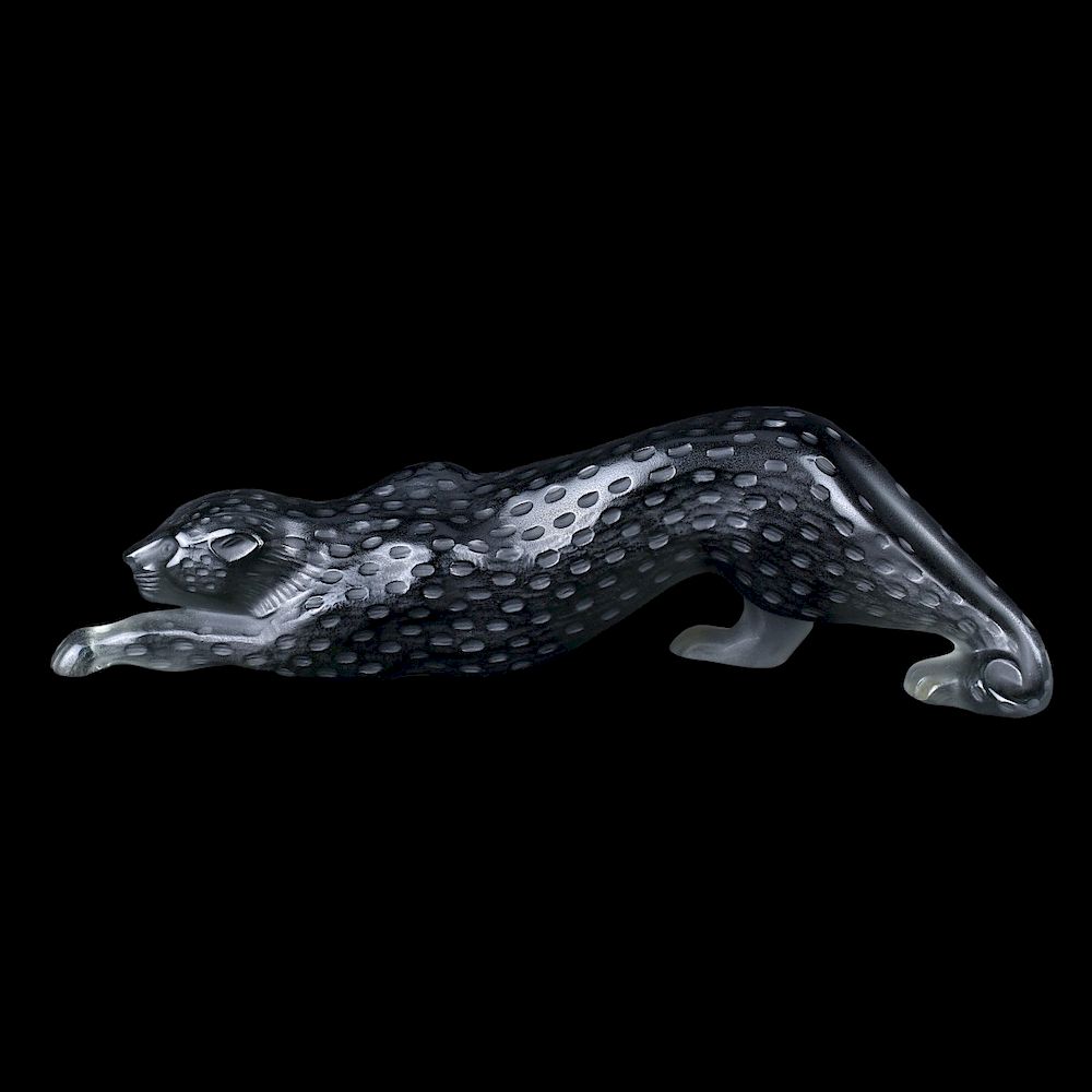 Appraisal: Lalique Zeila Panther Grey Crystal Figurine Lalique Zeila Panther Grey