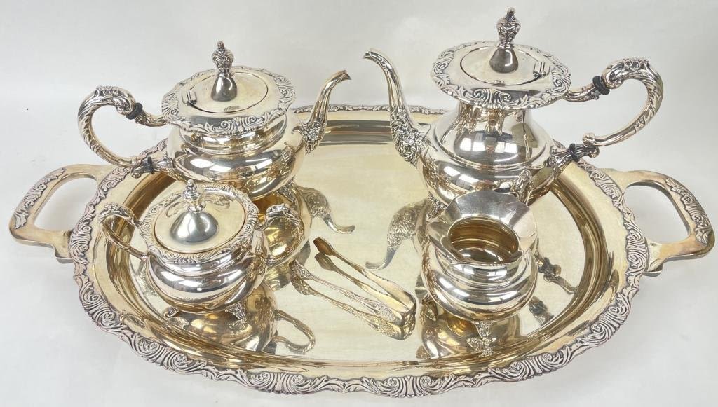 Appraisal: Sterling Silver Tea Set Includes Sterling TrayAll pieces are marked