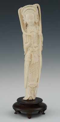 Appraisal: A Carved Ivory Figure of A Guard Carved and pierced