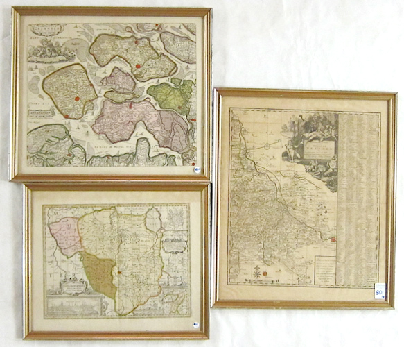 Appraisal: THREE ANTIQUE ENGRAVED MAPS ON LAID PAPER Aemmter Meissen Germany