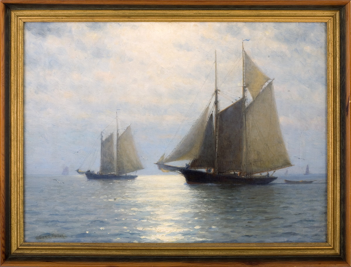 Appraisal: WILLIAM EDWARD NORTON AMERICAN - TWO SCHOONERS Oil on canvas