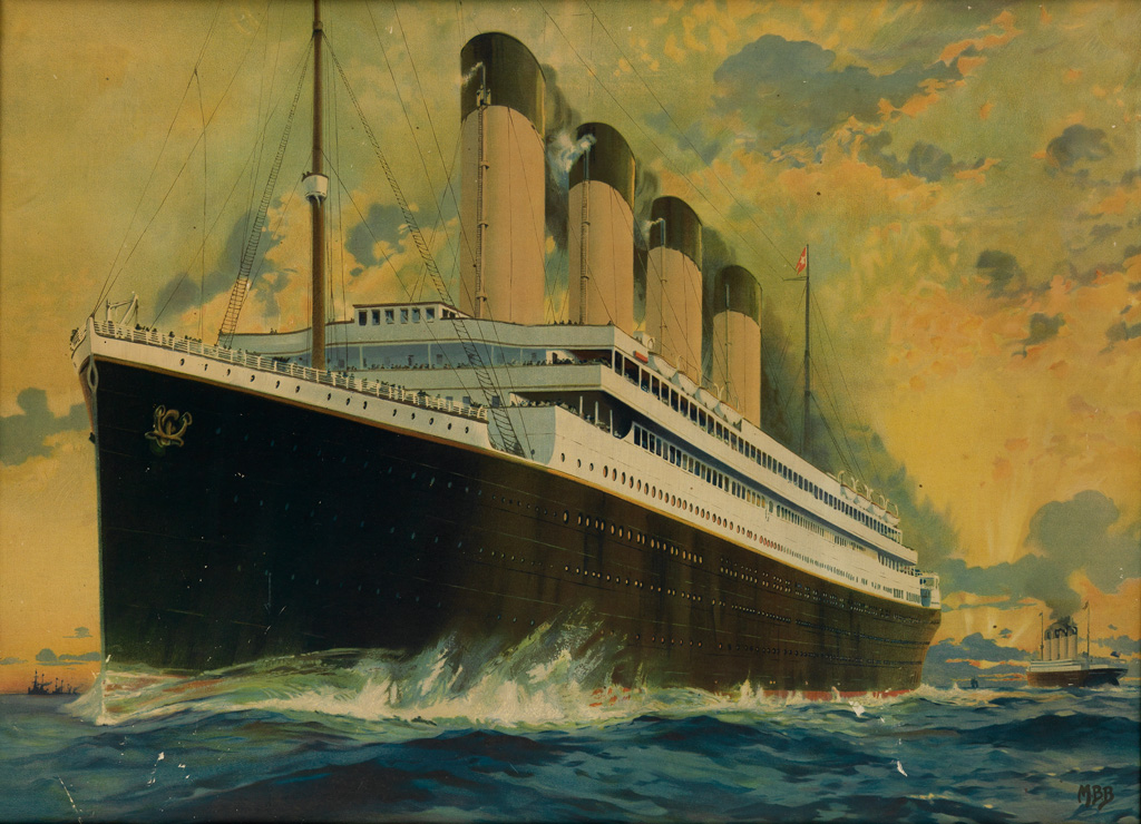 Appraisal: MONTAGUE BIRRELL BLACK - WHITE STAR LINE OLYMPIC TITANIC Circa