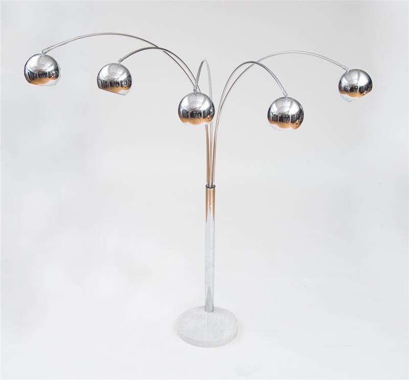 Appraisal: FLOOR LAMP 's Chromed metal and marble ft in x