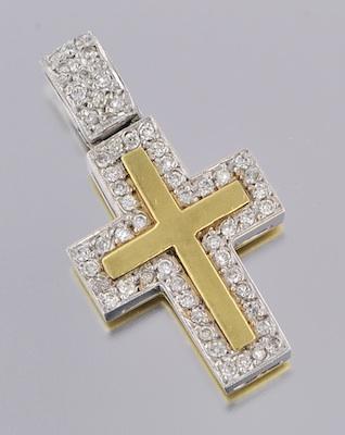 Appraisal: A Two Tone k Gold and Diamond Cross Pendant k