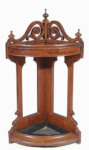 Appraisal: A VICTORIAN OAK CORNER STICK STAND deep