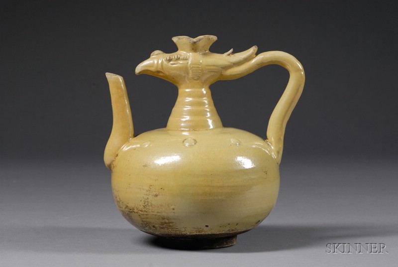 Appraisal: Chicken Head Ewer China th early th century mustard yellow