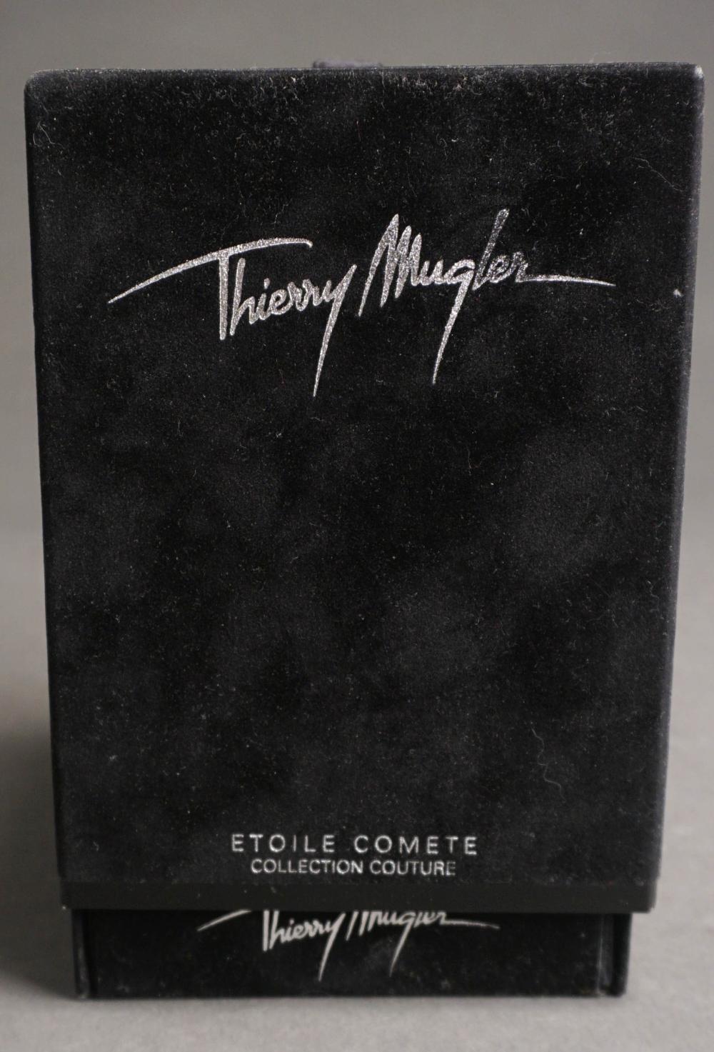 Appraisal: THIERRY MUGLER GLASS PERFUME WITH TWO ADDITIONAL STOPPERS ENCASEDThierry Mugler