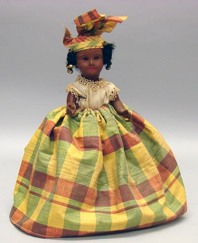 Appraisal: Black SFBJ painted bisque island doll Minor paint loss on