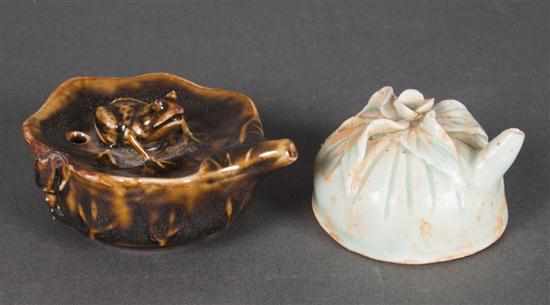 Appraisal: Korean celadon porcelain water dropper and a Chinese porcelain water