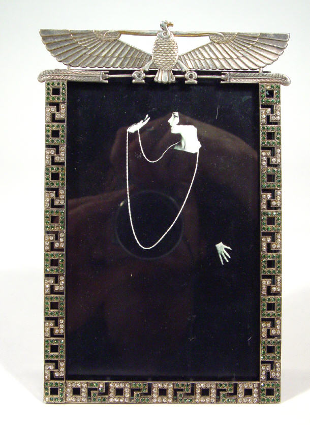 Appraisal: Art Deco silver plated easel photo frame with stylised eagle