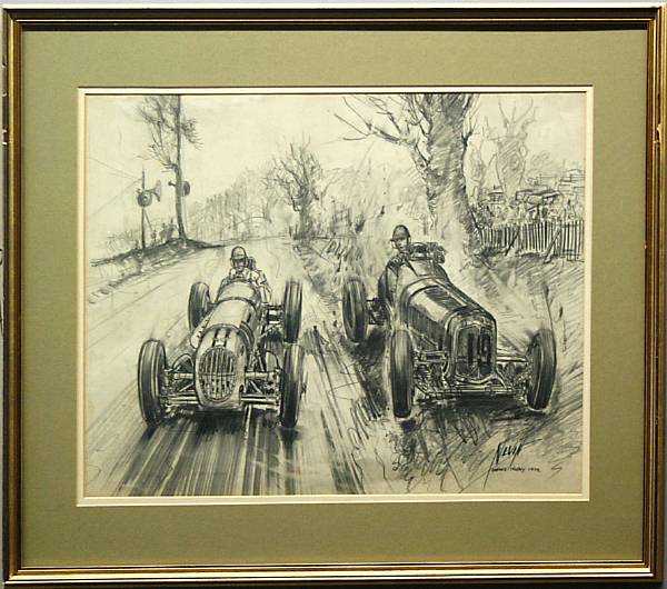 Appraisal: Frederic Nevin - 'British Empire Trophy Race ' signed charcoal