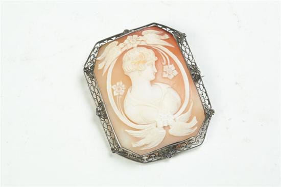 Appraisal: SHELL CAMEO Early th century unmarked Large rectangular cameo with