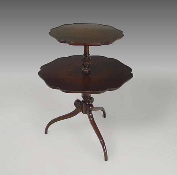 Appraisal: MAHOGANY TWO TIER SPIDER LEG TABLE The Zangerle Peterson Co