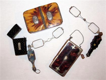 Appraisal: Group of Continental silver mounted tortoiseshell articles th century