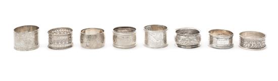 Appraisal: Sale Lot A Collection of English Silver Napkin Rings th