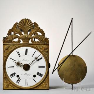 Appraisal: Latarse Morbier Clock France pressed brass dial surround -in enamel