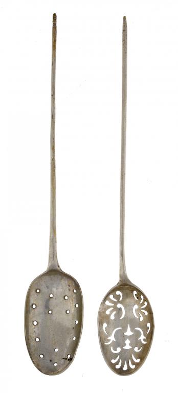 Appraisal: TWO GEORGE II RAT-TAIL MOTE SPOONS one with unusually plain