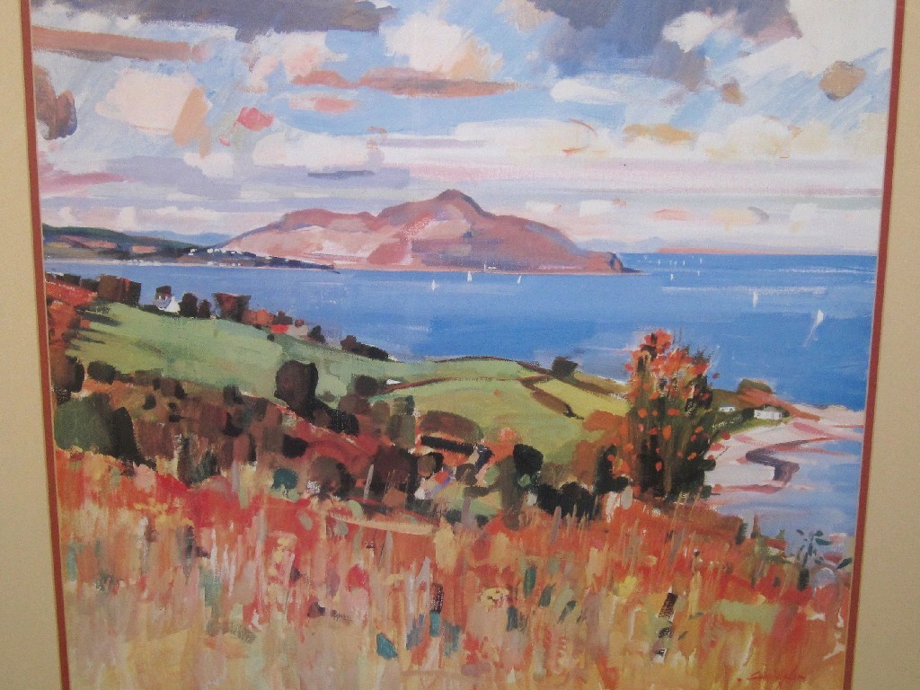 Appraisal: AFTER JOHN CUNNINGHAM RGI Reproduction print 'The Holy Isle Arran'