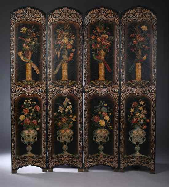 Appraisal: COROMANDEL FOUR-FOLD FLOOR SCREEN Floral decorations - in height