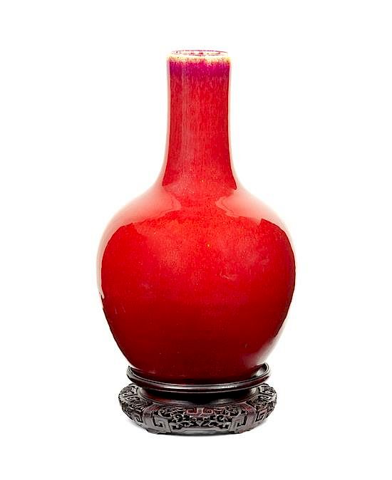 Appraisal: A Copper Red Glazed Porcelain Bottle Vase Height inches A