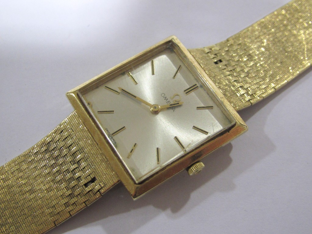 Appraisal: Gents ct gold Omega wrist watch with square cream dial