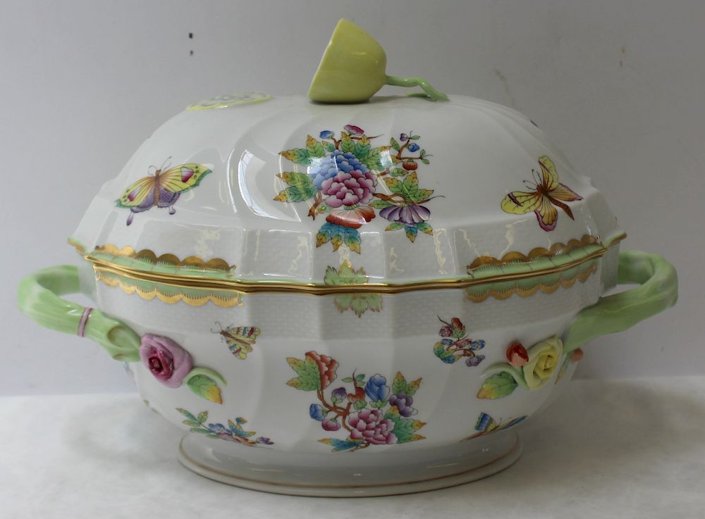 Appraisal: HEREND Signed Porcelain Lidded Tureen From a Long Island estate