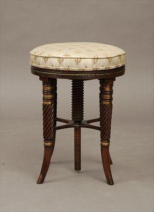 Appraisal: Regency Brass-Mounted Mahogany Revolving Piano Stool in in diam