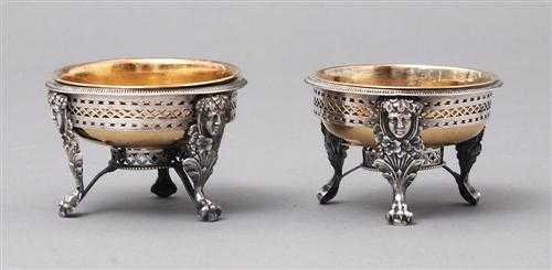 Appraisal: PAIR OF SALT CELLARS Bern ca Rehfues Interior gilded D