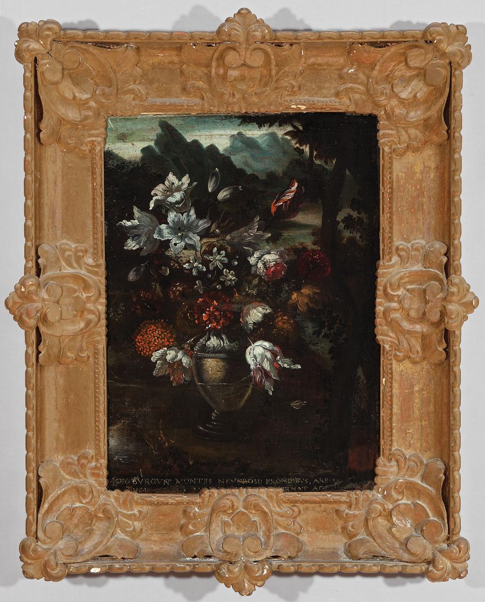 Appraisal: Continental School th th c Still Life of Flowers oil