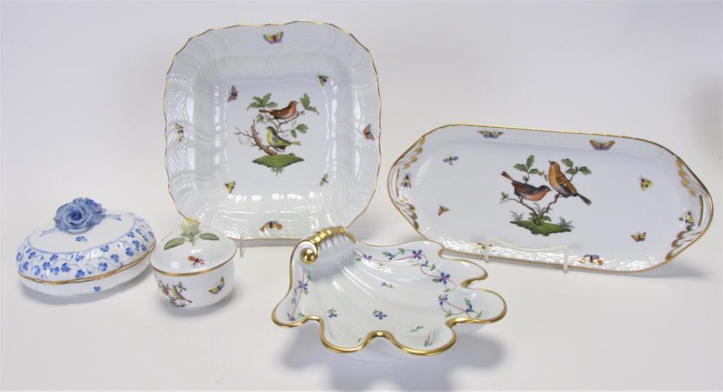 Appraisal: Group of Herend Porcelain Dinnerware five total including square serving