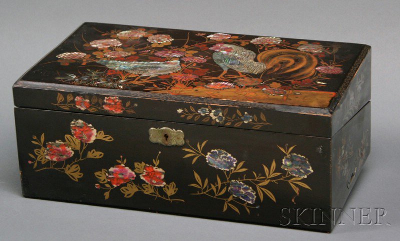 Appraisal: Portable Desk Japan late th century lacquered surface inlaid with