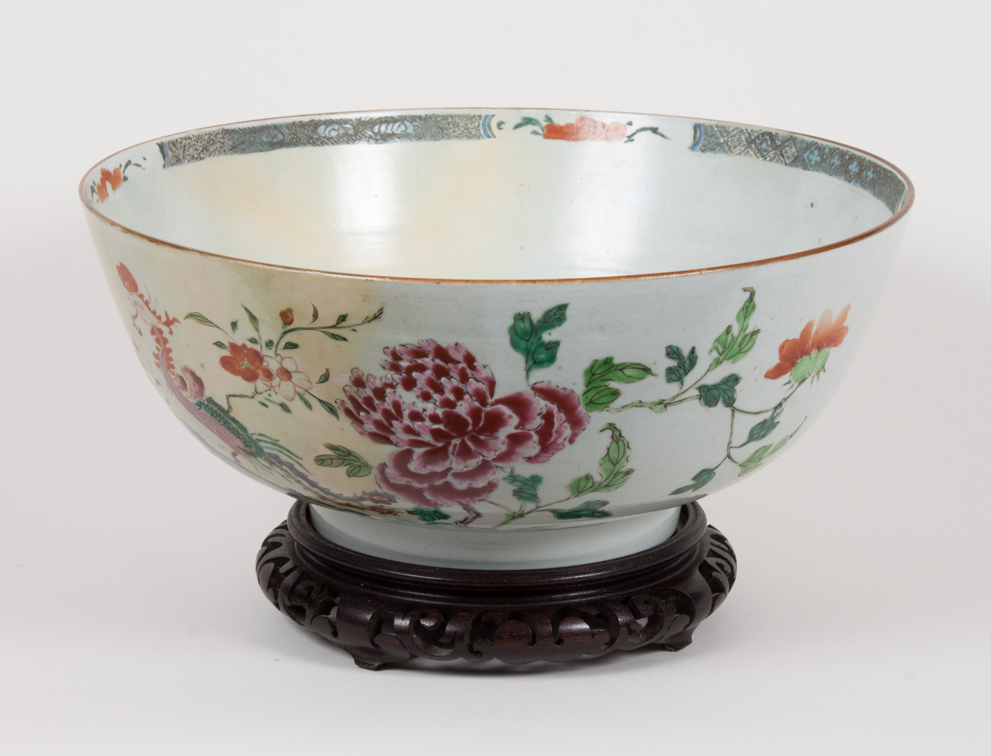 Appraisal: Chinese Export Famille Rose porcelain punch bowl circa floral and