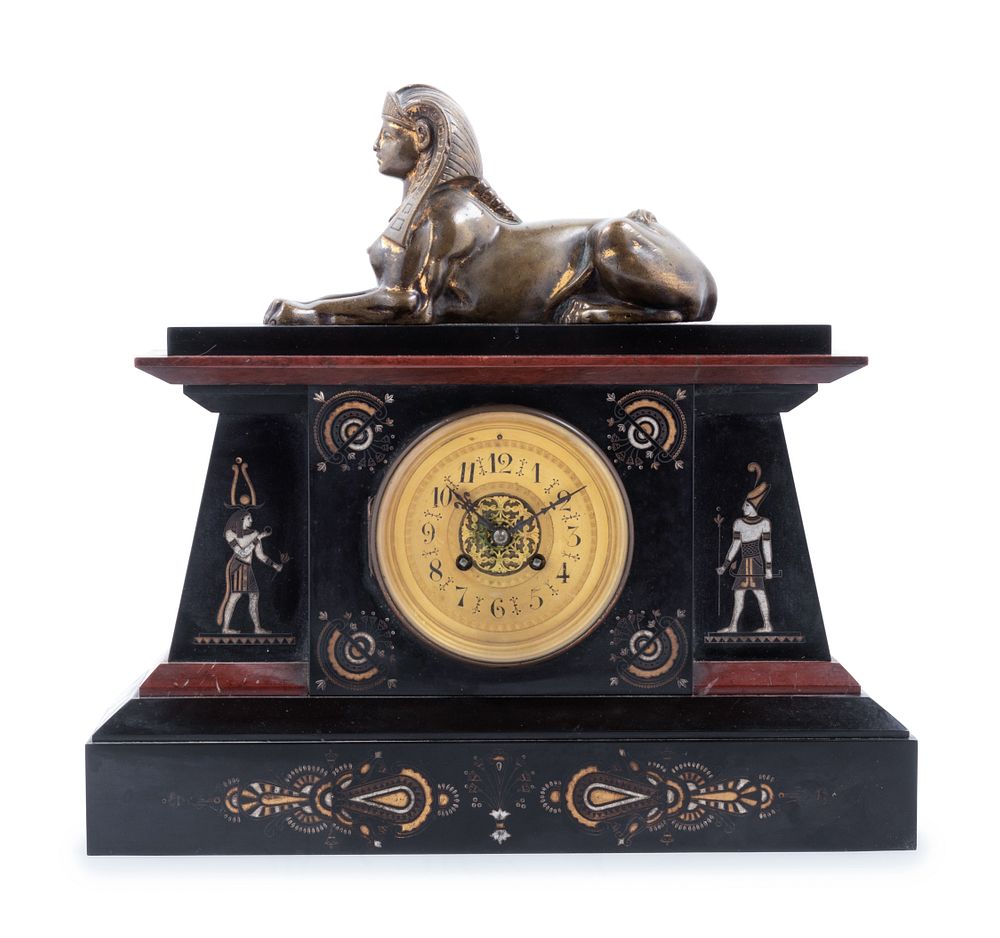 Appraisal: An Egyptian Revival Bronze Mounted and Parcel Gilt Mantel Clock