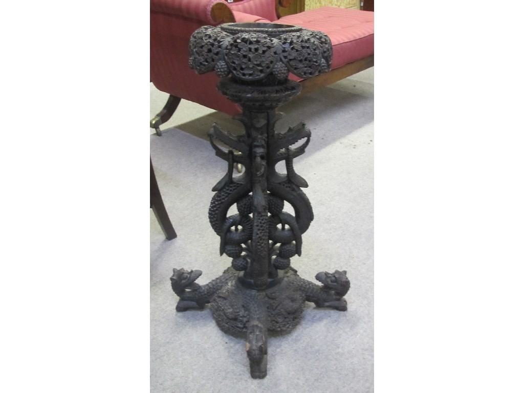 Appraisal: Indian carved wood font