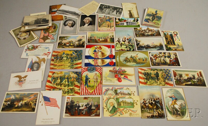 Appraisal: Group of Mostly Patriotic and Historic American-theme Postcards commemorating Washington