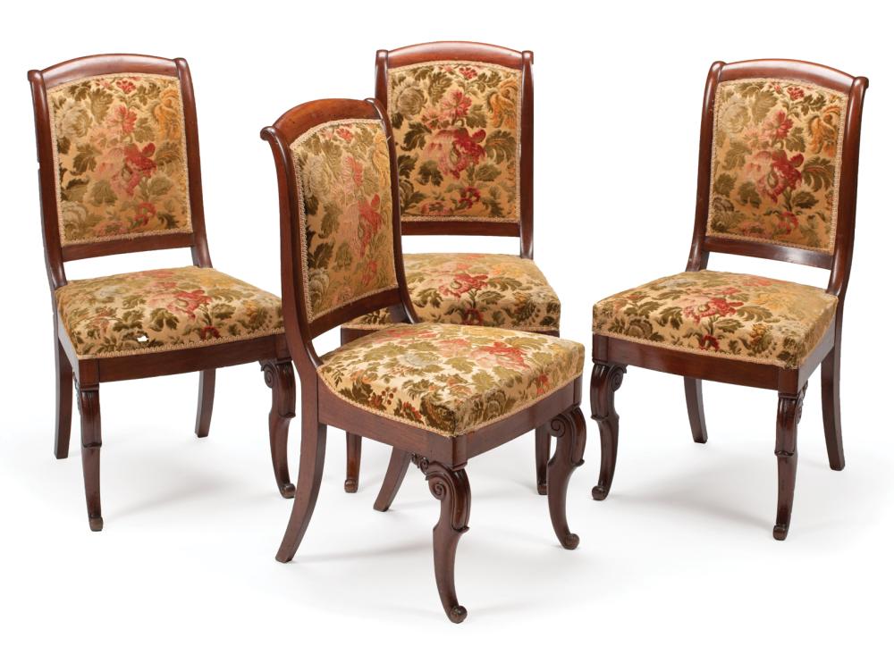 Appraisal: Four Louis Philippe Mahogany Side Chairs early-to-mid th c arched