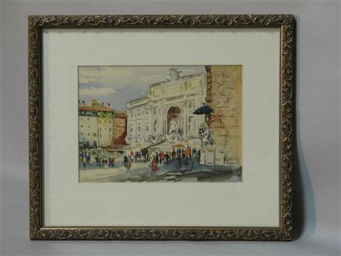 Appraisal: DE CAR TH CENTURY FRENCH PARIS STREET SCENE Watercolor on