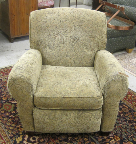 Appraisal: BROWN PAISLEY UPHOLSTERED RECLINER Barcalounger Corp Rocky Point North Carolina