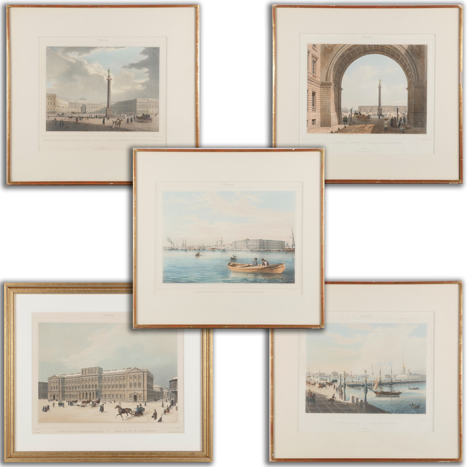 Appraisal: ST PETERSBOURG HAND-COLORED ENGRAVINGS th c lithographs by Jules Arnout