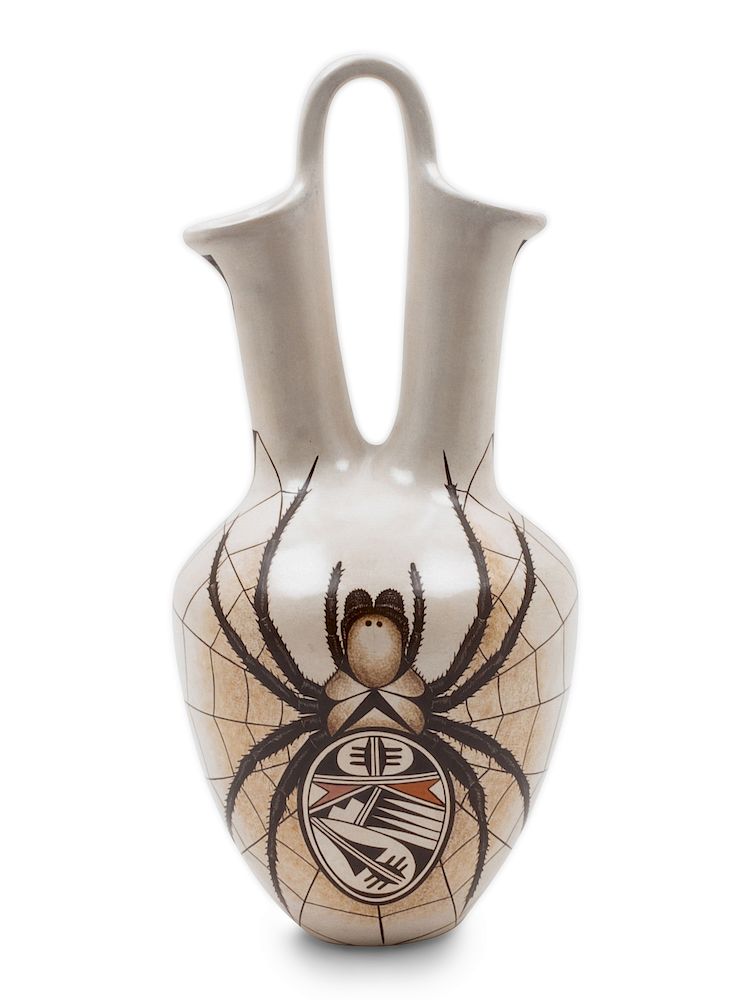 Appraisal: Burel Naha Hopi b Polychrome Wedding Vase with spider Burel