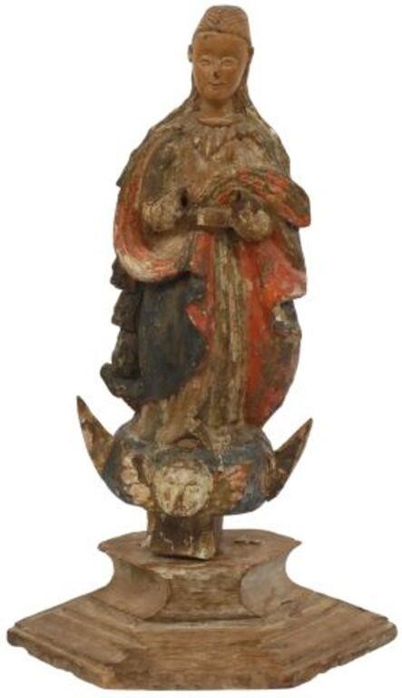 Appraisal: Carved wood santo Madonna of the Immaculate Conception remnants of