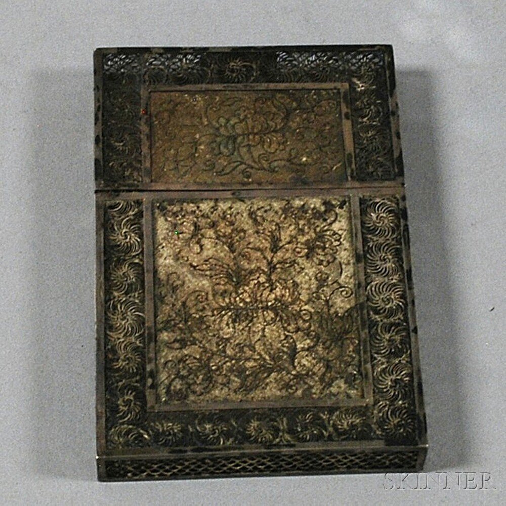 Appraisal: Silver Card Case China with stylized floral decoration and filigree