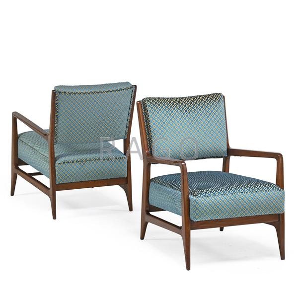 Appraisal: GIO PONTI Attr Pair of lounge chairs Condition Report Refinished