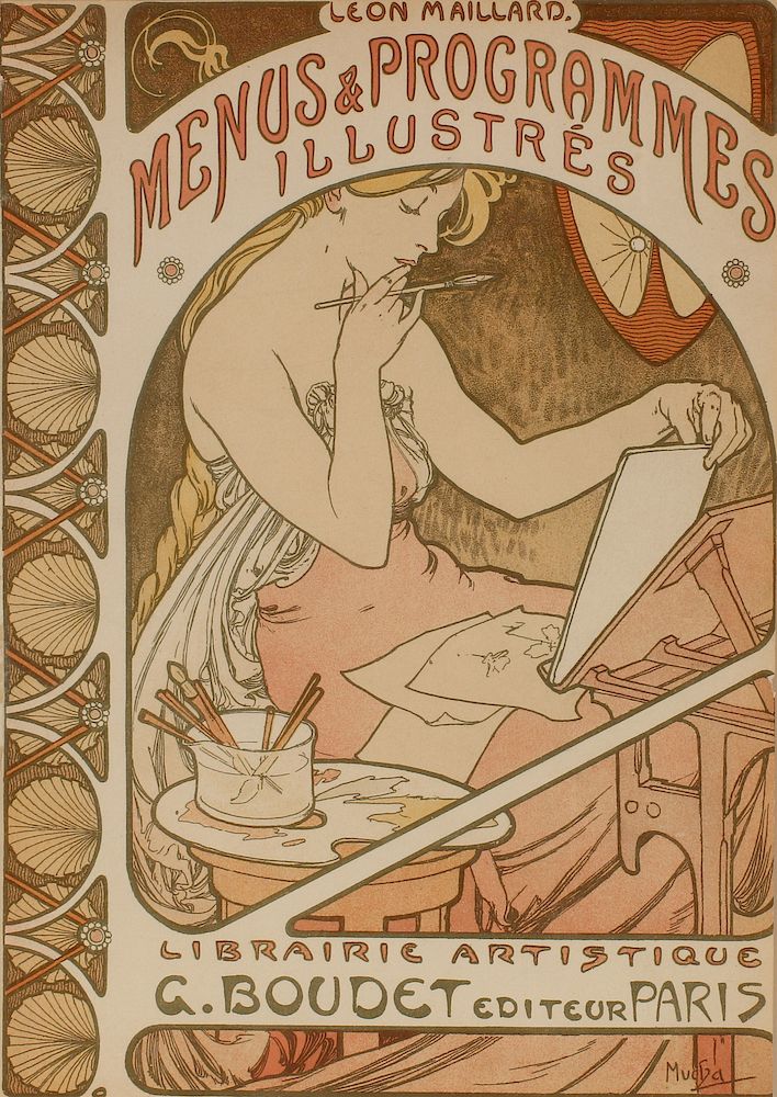 Appraisal: ALPHONSE MUCHA COVER DESIGN FOR MENUS PROGRAMMES Alphonse Maria Mucha