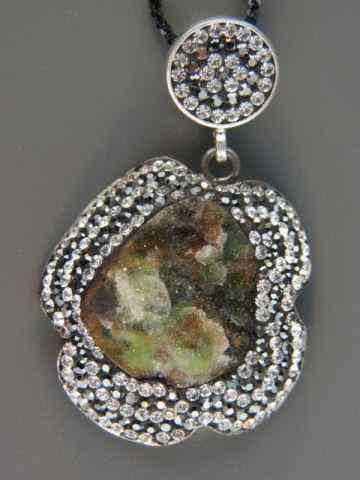 Appraisal: Fancy Sterling Silver Pendant with natural Druzy stone surrounded by